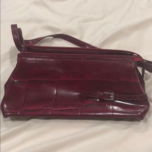 Red leather shoulder bag